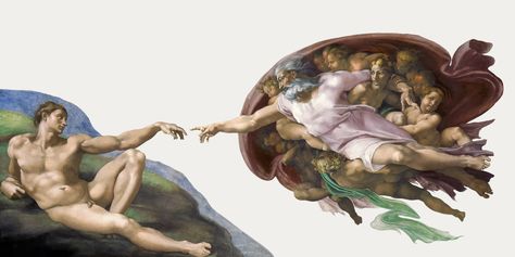 God Touching Adam Painting, Kaiser Tattoo, Adam Painting, Adam Michelangelo, Modern Medieval, Point Paint, Ragnarok Characters, The Creation Of Adam, Creation Of Adam