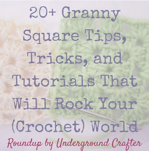20+ Granny Square Tips, Tricks, and Tutorials That Will Rock Your (Crochet) World via Underground Crafter | This roundup includes tips, tricks, and techniques for joining, finishing, adding embellishments, sizing, and more! Amigurumi Patterns, Granny Square Ideas, Joining Granny Squares, Sunburst Granny Square, Granny Square Projects, Granny Square Tutorial, Crochet Square Blanket, Granny Square Crochet Patterns, Crochet Granny Square Blanket