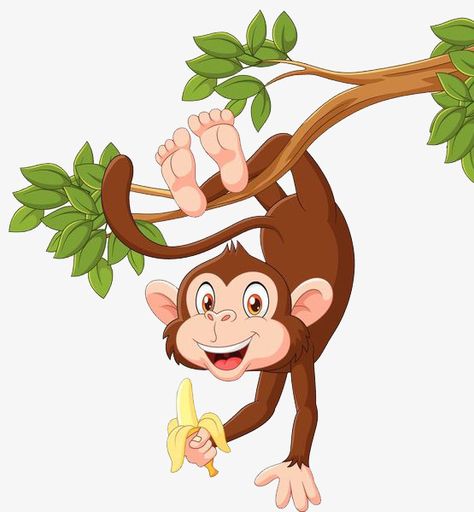 Monkey Hanging, Happy Monkey, Monkey Drawing, Home Cartoon, Monkey Illustration, Monkey And Banana, Cartoon Monkey, Monkey Pictures, Banana Art