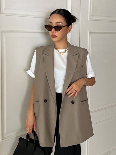 Sleeveless Blazer Outfit, Ropa Semi Formal, Outfit Mit Blazer, Vest Outfits For Women, Look Blazer, Traje Casual, Blazer Outfit, Stylish Work Outfits, Looks Street Style