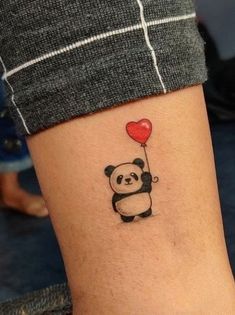 Tattoo Panda Small, Cute Tato Simple, Panda Tattoo Ideas For Women, Small Tattoos Panda, Wrist Tattoos Floral, Panda Tattoos For Women, Panda Small Tattoo, Tiny Panda Tattoo, Small Panda Tattoo Cute