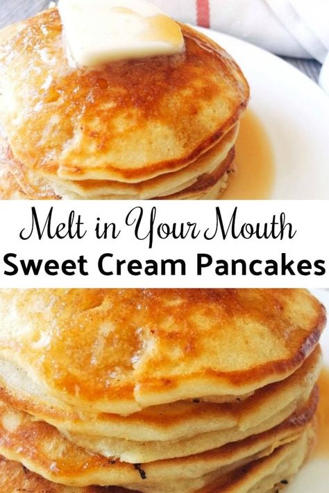 Breakfast And Brunch, Sweet Cream Pancakes, Your Mouth, Easy Fluffy Pancakes, Cream Pancakes, Homemade Pancake Recipe, Paleo Pancakes, Best Pancake Recipe, Pancake Recipe Easy