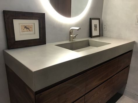 Custom Work — Opusconcrete Farmhouse Trough Sink, Concrete Sink Bathroom, Shower Farmhouse, Farmhouse Sinks, Trough Sink, Modern Bathroom Sink, Concrete Counter, Concrete Sink, Bad Design