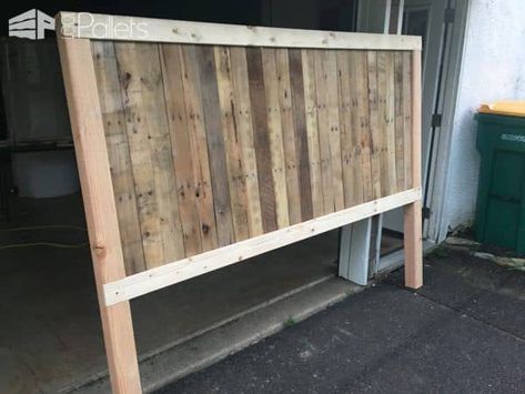 Rustic King-size Pallet Bed Frame DIY Pallet Bed, Pallet Headboard & Frame Pallets Bed Frame, King Size Pallet Headboard, Pallet Wood Headboard Diy, Diy King Size Headboard, Diy Bed Frame Plans, Pallets Bed, Pallet Bed Headboard, Wood Pallet Bed Frame, Pallet Bed Frame Diy