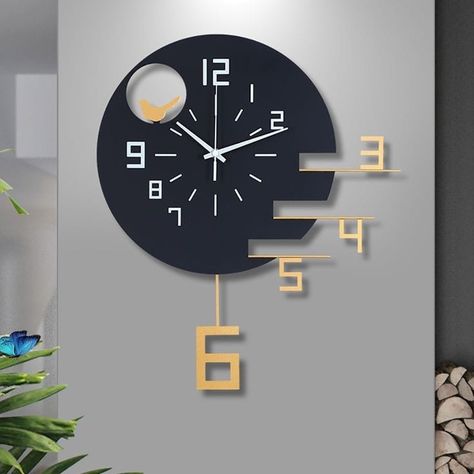 Wall clock designing Upcycling, Watch Wall Art, Clock Design Art, Creative Wall Clock Design, Wall Clock Art Deco, Wood Clock Design, 3d Wall Clock, Arabic Numbers, White Clocks