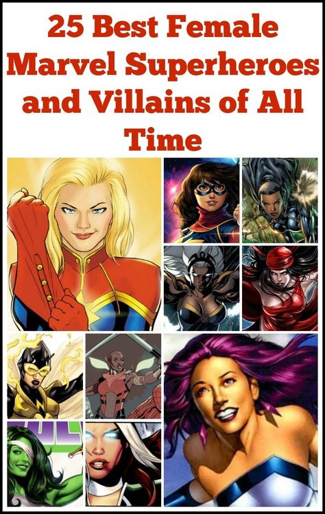 These are the best marvel female superheroes and villains of all time. Including female Marvel superheroes of color and the ladies of the MCU. Marvel Female Superheroes, Female Marvel Superheroes, Marvel Female Villains, Marvel Superheroes Characters, Superhero List, Female Villain Costumes, Superhero And Villain Costumes, Heroes And Villains Costumes, Marvel Comics Women