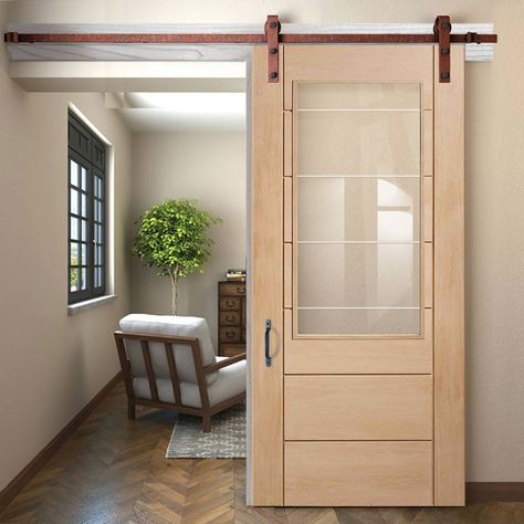 Thruslide Traditional Palermo Oak 2XG Sliding Door - Clear Etched Safety Glass - Lifestyle Image.    #modernbarndoor #slidingdoor Wardrobe Sliding Doors, Kitchen Sliding Doors, Sliding Doors Internal, Wardrobe Sliding, Interior Sliding Doors, Accordion Doors, Wooden Sliding Doors, Slide Door, Barn Style Sliding Doors