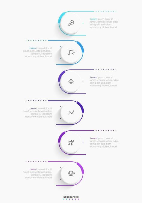 Vector Infographic label design template with icons and 6 options or steps. Can be used for process diagram, presentations, workflow layout, banner, flow chart, info graph. Flow Infographic Design, Process Layout Design, Numbers Infographic Design, 4 Steps Infographic, Process Design Layout, Workflow Template, Infographic Graph, Label Design Template, Concept Presentation