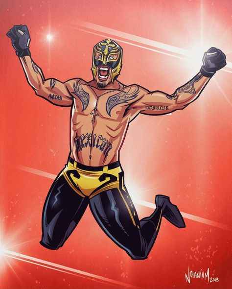 Rey Mysterio Art, Rey Mysterio Drawing, Wwe Art, Glitter Wine Glasses, Rey Mysterio, Forarm Tattoos, Rocket Raccoon, Pro Wrestler, Glitter Wine