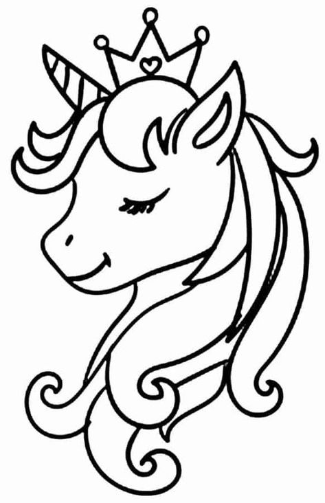 Cute Simple Horse Drawings, Cartoon Unicorn Drawing Easy, Unicorn Cartoon Drawing, Cartoon Unicorn Drawing, Unicorn Easy Drawing, Easy Unicorn Drawing, Unicorn Drawing Easy, Disney Coloring Pages Printables, Fargelegging For Barn