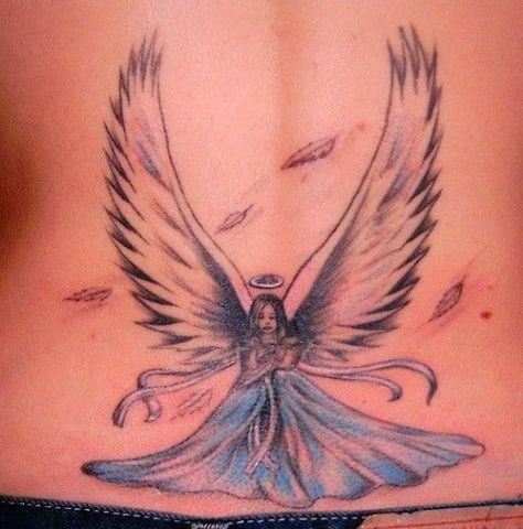 Angel Tattoo Ideas - 20 Best Angel Tattoo Designs 2022 Angel Feather Tattoo, Angel Tattoo Meaning, Angel Back Tattoo, Beautiful Angel Tattoos, Angel Tattoo For Women, Angel Butterfly, Fallen Angel Tattoo, Angel Feather, Fairy Tattoo Designs