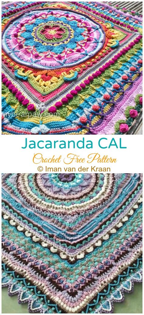 Jacaranda Tablecloth CAL Crochet Free Pattern Amigurumi Patterns, Crochet Block A Week Cal Afghan Blanket Free Crochet Pattern, Mandala Throw Crochet Free Pattern, Mandala Crochet Square Free Pattern, Seeking Balance Cal, Mandala Crochet Free Pattern Blanket, Crochet Mandela Blankets, Mandala Crochet Blanket Pattern, Free Crochet Mandala Blanket Pattern