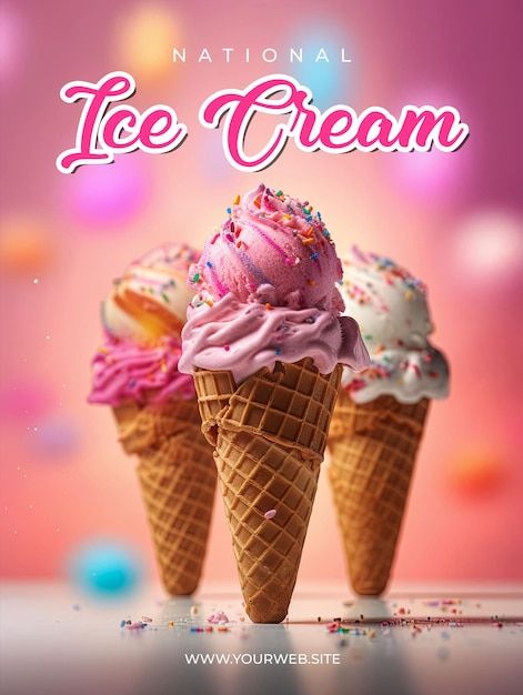 PSD a national ice cream day poster with... | Premium Psd #Freepik #psd #scoop #ice-cream-scoop #ice-cream Ice Cream Poster Advertising, Ice Cream Advertisement, Ice Cream Ads, Ice Cream Background, National Ice Cream Day, Ice Cream Poster, Delicious Ice Cream, Ice Cream Day, Summer Special