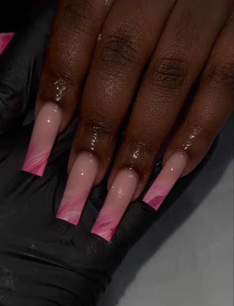 Marble Ombré Nails, Long Pink Acrylic Nails, Marble Acrylic Nails, Grey Acrylic Nails, Grey Nail Designs, Ombré Nails, Girly Acrylic Nails, Pink Ombre Nails, Fully Booked