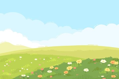 Hand drawn spring wallpaper | Free Vector #Freepik #freevector #background #flower #floral #nature Cute Drawing Background, Nature Background Drawing, Cute Nature Drawings, Background To Draw, Nature Background Illustration, Cute Flower Wallpaper, Land Illustration, Drawing Backgrounds, Drawing Spring