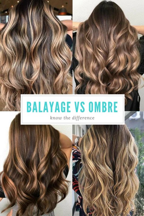 Balayage vs ombre, so what is the difference between these popular treatments that are often confused as being similar? Let us discuss these techniques in a greater detail. #haircolor #balayage #ombre Blonde Balayage Vs Ombre, Ombre Hairstyles For Brunettes, Balayage Or Ombre Difference, Blonde Balayage To Brown Balayage, Ombre Or Balayage Difference, Long Ombré Hair, Sombre Vs Balayage, Loved In Balayage, Difference Between Ombre And Balayage