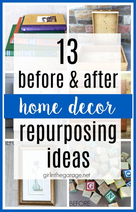 Create unique and stunning home decor with these budget-friendly repurposing ideas. DIY home decor and painted furniture ideas by Girl in the Garage Upcycling, Amigurumi Patterns, Upcycled Home Decor, Diy Recycled Projects, Repurposing Ideas, French Vintage Decor, Thrift Store Diy, Transforming Furniture, Thrift Store Crafts