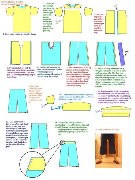 Yoga pants from a TShirt Pants Tutorial, Shirt Tutorial, Diy Vetement, Yoga Fashion, How To Make Tshirts, Learn To Sew, Upcycle Clothes, Sewing Clothes, Sewing Inspiration