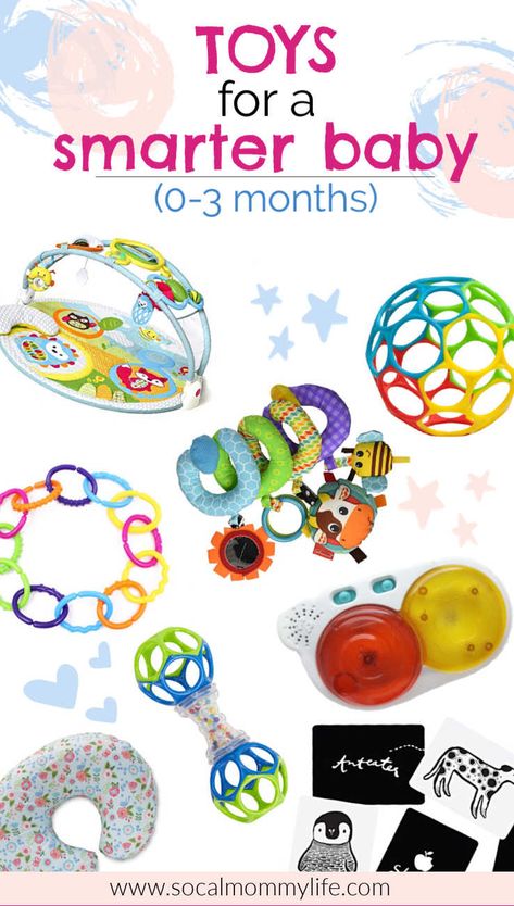 Developmental activities for a smarter baby (0-3) months - SoCal Mommy Life 3 Month Old Toys, Baby Routines, Developmental Activities, 1 Month Old Baby, Baby Development Activities, 2 Month Old Baby, Infant Toys, Baby Toys Newborn, Best Baby Toys