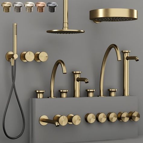 GESSI ORIGINI Bathroom faucet set 1 Graphic Design Careers, Copper Faucet, Zen Bathroom, Showroom Display, Chrome Bathroom, Shower Taps, Shower Systems, Bathroom Faucet, Bathroom Makeover