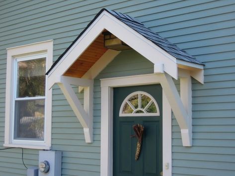 Front Porch Overhang, Front Door Overhang, Portico Entry, Awning Over Door, Porch Overhang, Front Door Awning, Door Overhang, Portico Design, Front Door Canopy