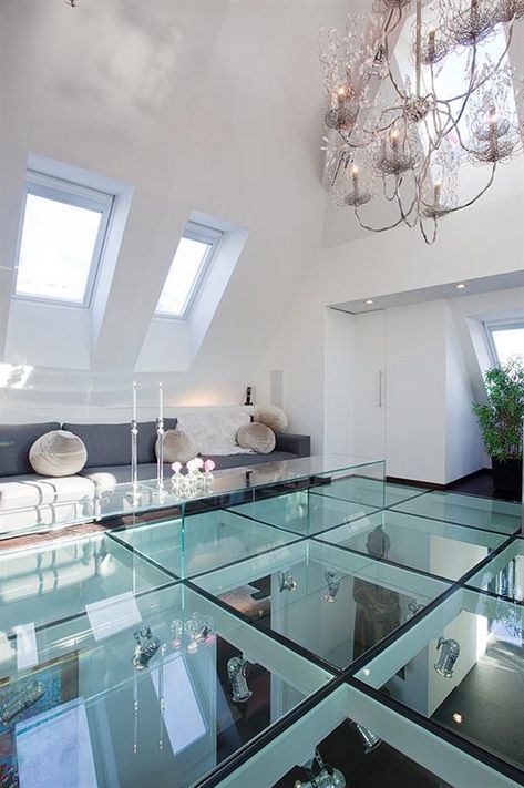 An impressive contemporary home in Stockholm Glass Flooring, Asma Kat, Loft Area, Balinese Decor, Ultra Modern Homes, Makeup Room Decor, Contemporary Apartment, Glass Floor, Interior Modern