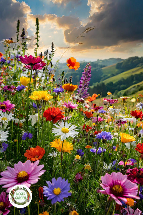 Colorful wildflower field, English countryside estate photo Landscape Ideas Wild Flowers, Wild Flower Tattoo Back, Wild Flowers Meadow, Acrylic Painting Wildflowers, Summer Flowers Painting, Wild Flower Yard, Wildflower Field Aesthetic, Garden Flowers Drawing, Flower Background Landscape