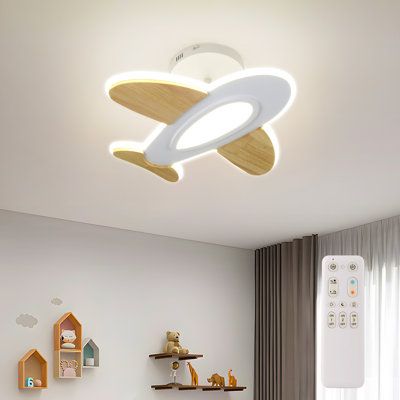 Introducing our dimmable LED semi-flush mount, designed in the shape of an adorable airplane. This innovative white flush mount ceiling light offers 3 color temps - cool/warm/neutral white. This bedroom ceiling light fixture features step-less dimming with a convenient remote control. Easy to adjust the lighting as night lights, give you a cozy vibe. It can be a creative ceiling light for kid's playrooms, especially as boys' lighting. With energy-efficient LED tech, easy installation, and durabl Boys Room Light Fixture, Kids Bedroom Lights, Flush Mount Ceiling Lights White, Childrens Lamps, Modern Ceiling Light Fixtures, White Ceiling Light, Light Fixtures Bedroom Ceiling, Ceiling Lamps Bedroom, Flush Mount Lights