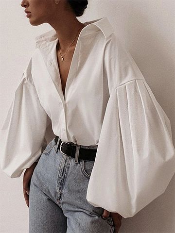 Chique Outfits, Lantern Sleeved Blouses, Puff Sleeve Shirt, Vintage Mode, Elegant Blouses, Next Clothes, Elegant Shirt, Moda Vintage, Spring Shirts