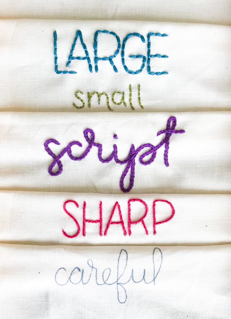 Cute Embroidery Ideas For Beginners, Embrodery Stiching Lettering, Embroidery With Words, Diy Embroidered Shirt Ideas, Diy Sweatshirt Embroidery Ideas, Embroidery Trends 2024, Chain Stitch Letters, Embroidery Sweatshirt Diy, Basic Embroidery Stitches For Beginners