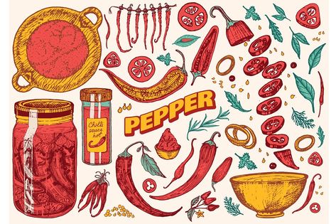 Chili Pepper Themed Party, Chili Peppers Drawing, Chilli Pepper Illustration, Chili Pepper Illustration, Chili Pepper Art, Spicey Illustration, Chilli Pepper Drawing, Chili Pepper Drawing, Chili Drawing