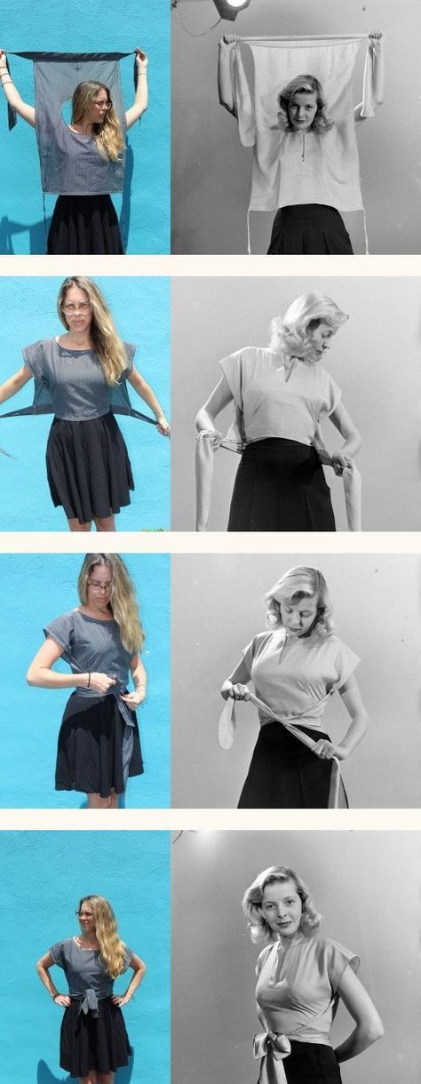 Diy Sy, Haine Diy, Mode Retro, Shirt Tutorial, Mode Tips, Diy Fashion Trends, Diy Vetement, Kleidung Diy, Wrap Shirt