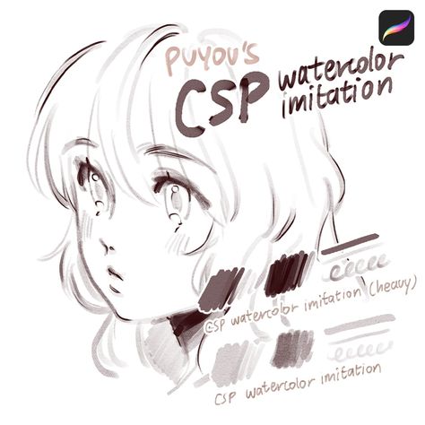 CSP Watercolor Imitation: Free Procreate Brush Set - LIBRIUM Croquis, Procreate Brushes Free Download Anime, Square Brush Procreate, Free Hair Brushes Procreate, Procreate Brushes Free Anime, Procreate Brushes Free Qr Code, Procreate Rendering Brushes, Procreate Brushes Free Download Lineart, Procreate Lineart Brushes Free