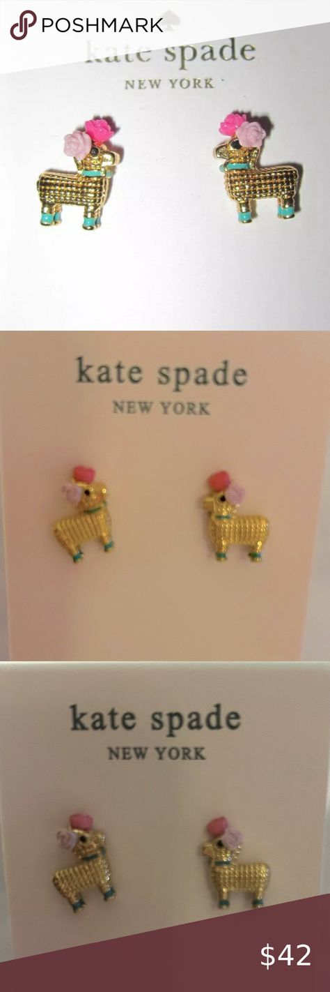 Kate Spade Lama Earrings 14KTSTS & PINK POM-POM & Turquoise Collar,Spade backs Kate Spade, Pink Pom Poms, Spade Jewelry, Kate Spade Jewelry, Pom Poms, So Cute, Pom Pom, Great Gifts, Thank You