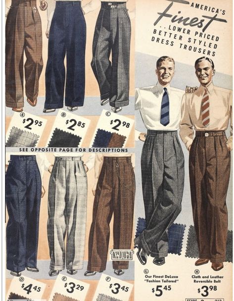 Vintage Trousers Mens, 1950s Mens Formal Wear, 1930s Trousers, 1970 Mens Fashion, 1930s Pants, 1950s Fashion Men, 1920s Mens Clothing, 50s Mens Fashion, 1930s Mens Fashion