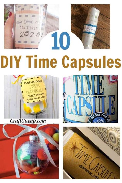 Time capsules are a fun family or couples project that can be used in many ways – make one to open on your child’s 18th birthday, on your 10th anniversary, or just 15 years in the future! The possibilities are … Read More... 10 Year School Anniversary Ideas, Making A Time Capsule, Diy Time Capsule Container, Anniversary Time Capsule, Time Capsule Ideas For Teens, Time Capsule For Kids, Diy Time Capsule, Make A Time Capsule, Time Capsule Ideas