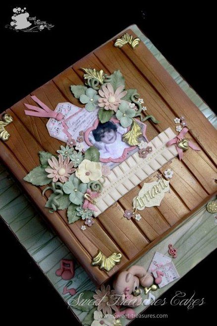 Scrapbook Cake Ideas, Album Cake, Cake Styles, Music Cake, Food For Special Event, Vintage Cakes, Simple Decoration, Memory Album, Cake Stuff