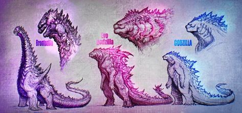 Kaiju Art Monsters, Mega Godzilla, Godzilla Concept Art, Super Godzilla, Drawing Monsters, Red Hood Comic, What Should I Draw, Kaiju Design, King Kong Vs Godzilla