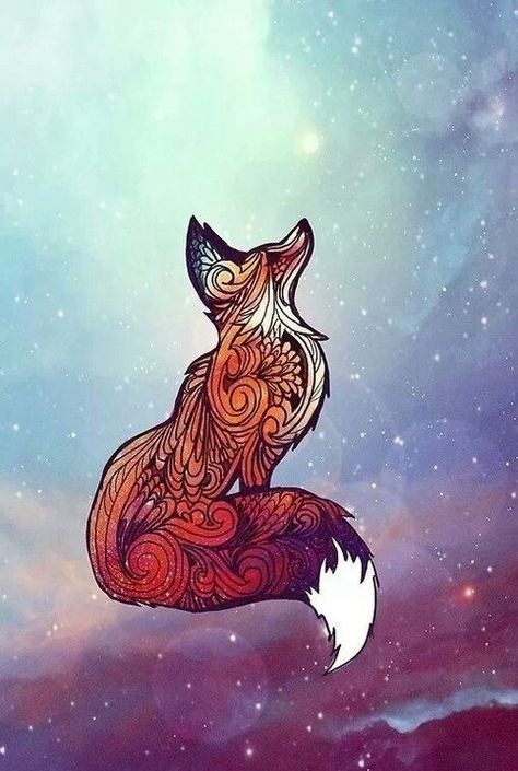 This would make a freaking incredible tattoo. I love the drawing design, and the space background. Maybe the words "Look to He who breaths the stars" to go around it and it would be perfect. Love! Fox, A Drawing, The Sky