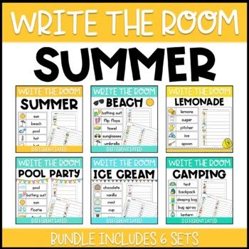 This bundle combines 6 Summer Themed Write the Room resources. These resources are differentiated to meet various student levels.Summer: 20 word cards & differentiated recording pages.Beach: 20 word cards & differentiated recording pages.Camping: 20 word cards & differentiated recording pages.Lemonade: 10 word cards & a recording page.Ice Cream: 20 word cards & differentiated recording pages.Pool Party: 14 word cards & differentiated recording pages.___________________________ CLICK HERE to follow my store for new products & updates! Let's connect on INSTAGRAM @remarkable.teaching Leave a review to earn TPT credits towards your own purchases!You May Also Like:Write the Room All Year Long MEGA BUNDLE (45 Sets & Growing!)Kindergarten Morning Messages & Pho Pool Party Ice Cream, Morning Message Kindergarten, Summer Lemonade, Summer Writing, Write The Room, Phonological Awareness, Ice Cream Party, Morning Messages, The Room