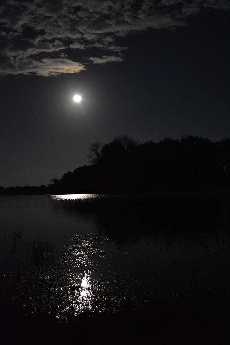 The moon and clouds reflecting on the lake at the farm. #moon #clouds #lake #farm #reflection @photographyat Nature, Moonlight Reflection, Moon And Clouds, Dark Beach, Lake Swimming, Lake Style, Tarot Card Spreads, Water Aesthetic, Moon Clouds