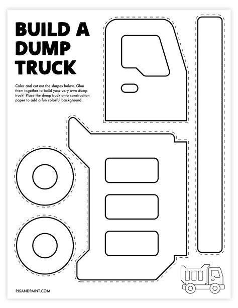 Under Construction Preschool Crafts, Dump Truck Preschool Craft, Build A Train Craft, Vehicles Theme Preschool, Machine Crafts For Preschool, Build A Truck Preschool Activity, Dump Truck Activities For Preschool, Construction Activities Preschool Free Printables, Construction Truck Craft