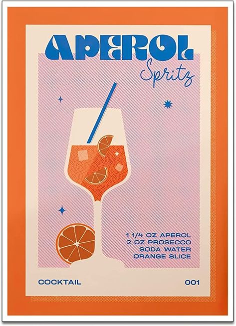 Aperol Spritz Aesthetic, Vintage Bar Cart Decor, Room Aesthetic Vintage, Cocktail Aperol Spritz, Aperol Spritz Poster, Vintage Bar Cart, Retro Cocktail, Bar Poster, Vintage Bar Carts