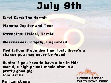 July 9th #Birthday   #CroweFeatherWitchDownUnder Astrology, Quotes, Birthday, July 9th, 9th Birthday, Pretty Good, Tarot Cards, Movie Stars, Quick Saves