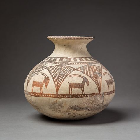 Painted Terracotta Vessel with Ibex Motif, 900 BCE - 700 BCE | Barakat Gallery Zagros Mountains, Native Pottery, Baba Jaga, Ancient Greek Pottery, Painted Terracotta, Pottery Pots, Greek Pottery, Ancient Pottery, Prehistoric Art