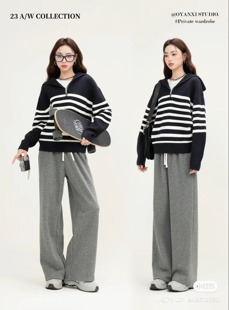 Korean Outfits Winter, Acubi Club, Chinese Douyin, Girl Rockstar, Korean Fashion Grunge, Simple Streetwear, Acubi Fashion, Simple Style Outfits, Korean Casual Outfits