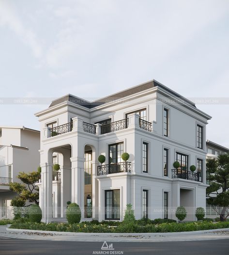 Contemporary Classic House Exterior, Modern Classic Exterior House, Classical Building Elevation, Neo Classical Architecture Facade, Neo Classical Elevation, Modern Classic Villa Exterior, Neo Classic Exterior Design, Modern Classic Building, Neo Classic Villa Exterior