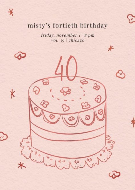 Sweet Sketch 40 - Birthday Invitation Template (Free) | Greetings Island 17th Birthday Invitations, Birthday Invitation Template Free, Birthday Invitation Design, Sweet 16 Party Invitations, Butterfly Birthday Cards, 16th Birthday Invitations, Greetings Island, Bbq Invitation, Sweet Sixteen Parties