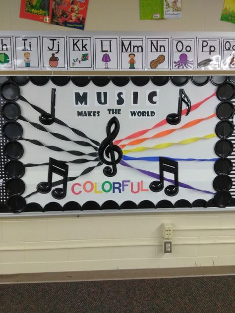 Music bulletin board Performing Arts Bulletin Board, Music Display Board, Music Boards Bulletin Ideas, Music And Art Bulletin Board Ideas, Music Day Decorations School, Music Board Ideas, Music Class Bulletin Boards, Music Displays Classroom, Music Bulletin Boards Preschool