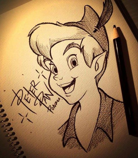 Peter pan Things To Draw Disney Characters Sketch, Peter Pan Drawing, Disney Character Sketches, Cartoons Drawings, Drawing Disney, Disney Character Drawings, Disney Drawings Sketches, 디즈니 캐릭터, Prințese Disney